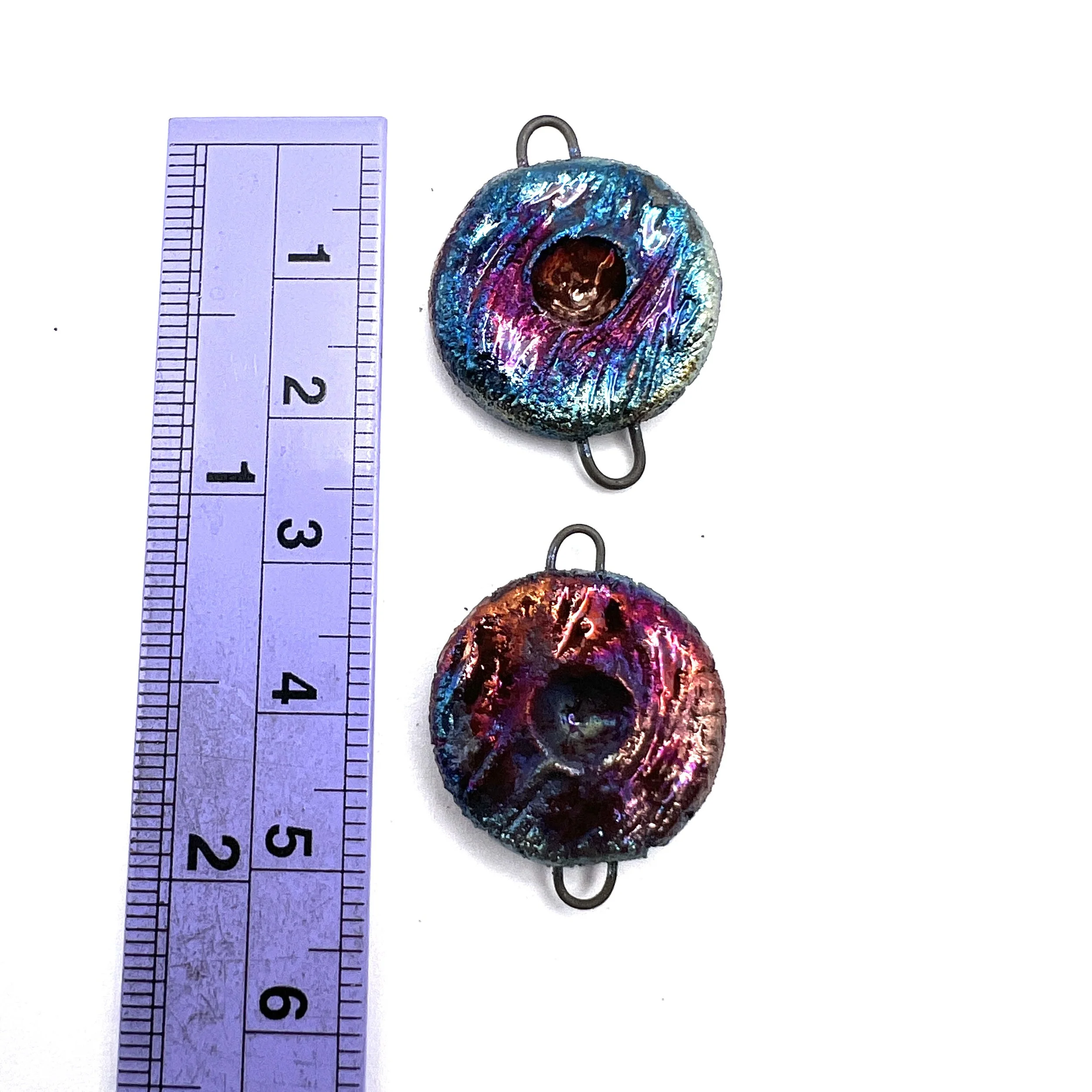 Set of 2 Pendant Charm Connector Ceramic Pottery Jewelry Supply